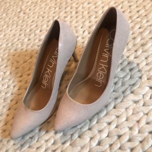 Calvin Klein blush snake skin pumps